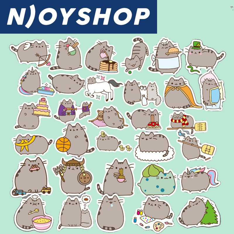 SET 100 STICKER MÈO PUSHEEN CAT ICON MESSENGER FACEBOOK CHỐNG NƯỚC DÁN NÓN BẢO HIỂM, LAPTOP, VALI, TỦ, BÀN HỌC, XE MÁY