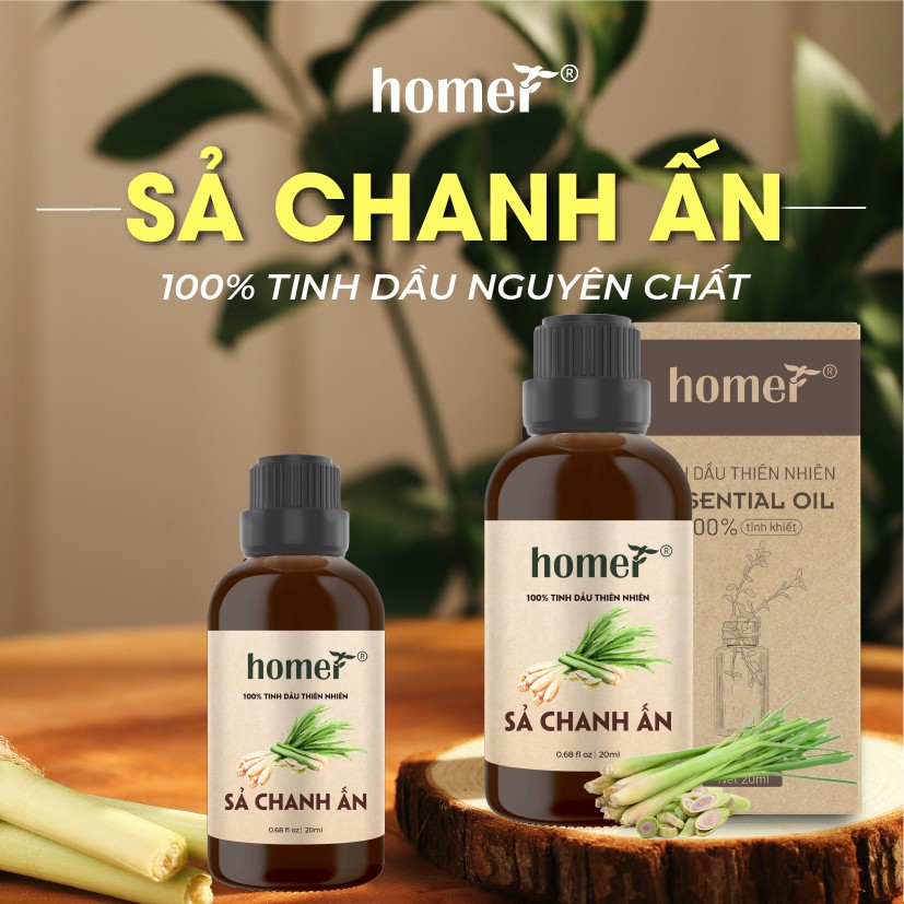 Tinh dầu Sả Chanh Tây Ấn Homer 500ML/ 1L - Lemongrass Essential Oil - đạt chuẩn chất lượng kiểm định