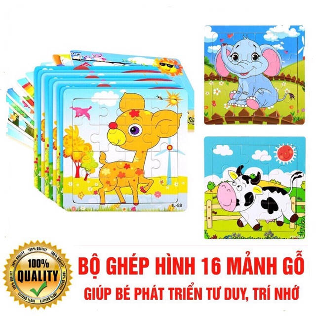 Tranh 16 miếng ghép gỗ cho bé phát triển tư duy