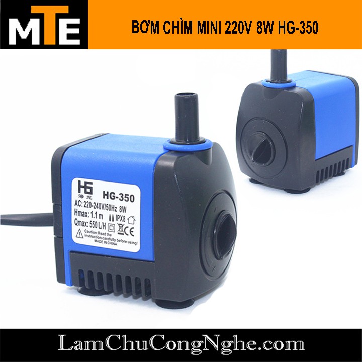 Bơm chìm mini 220V 8W HG-350 bơm tiểu cảnh, bể cá, điều hòa nước