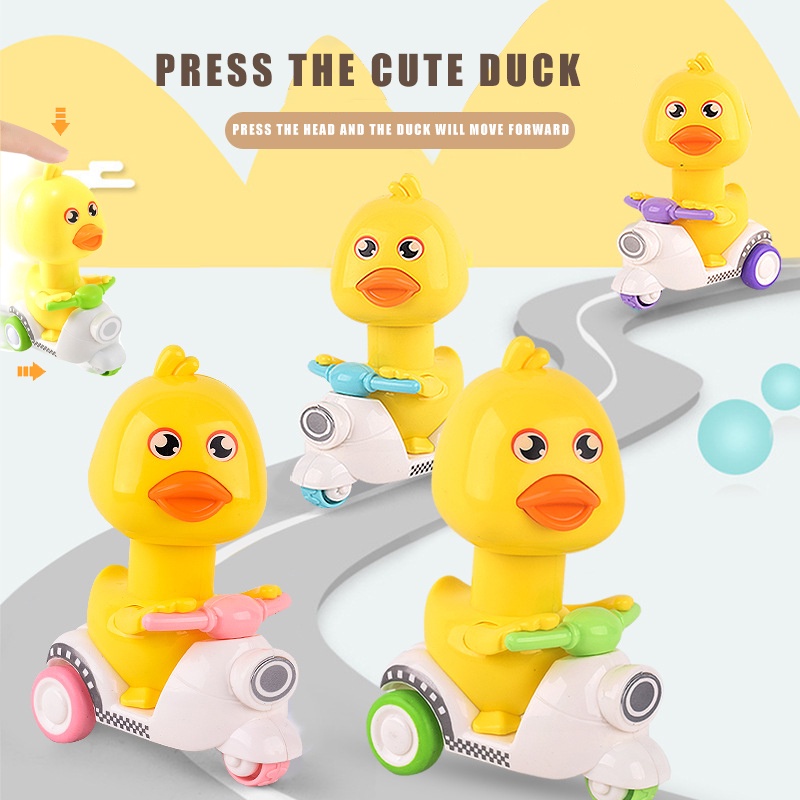 Xe Mô Tô Đồ Chơi Hình Chú Vịt Vàng Hoạt Hình Đáng Yêu Cho Bé