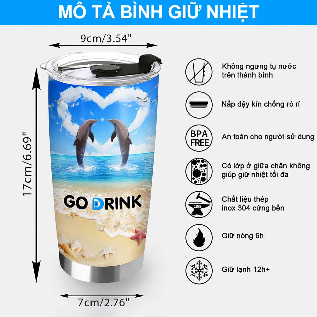 Ngân Hàng Go Drink Doanh Nghiệp Cốc giữ nhiệt 600ml In tên, hình ảnh theo yêu cầu