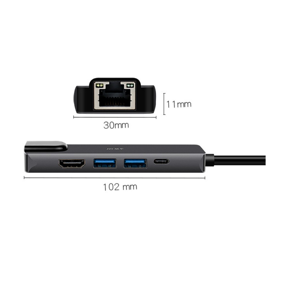 Bộ Adapter cáp chuyển Type-C sang HDMI 4K/USB3/TypeC/10Gbps Ethernet(RJ45 Port), 4 trong 1 cho Macbook, iPad