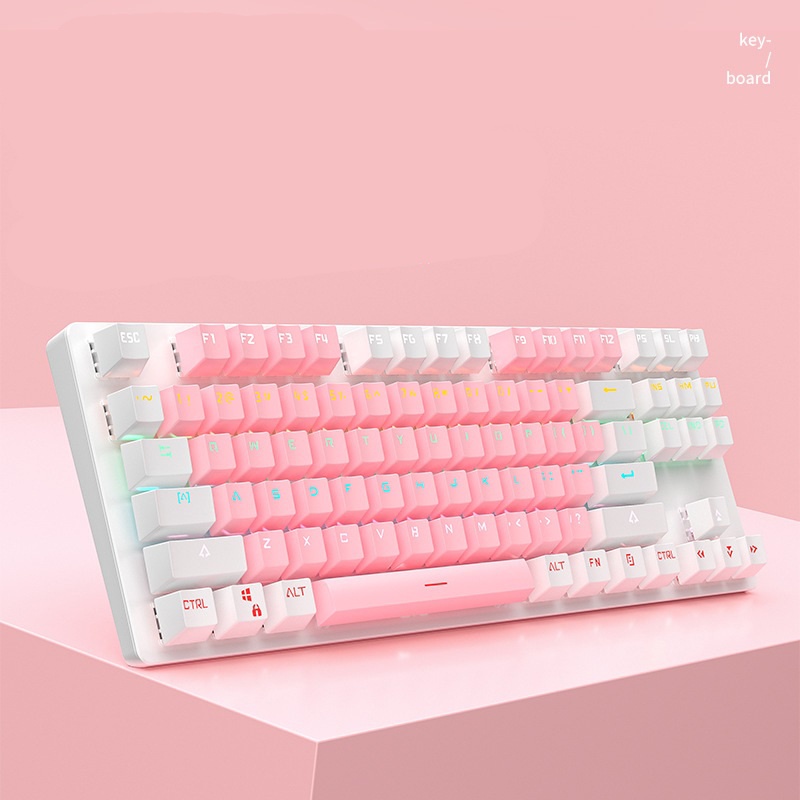 Bàn phím cơ màu hồng, có LED siêu đẹp TKL, Bàn phím dễ thương cho bạn nữ I Pink Gaming Keyboard