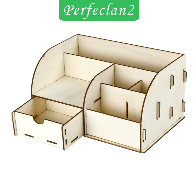 (Perfeclan2) Hộp Đựng Bút Bằng Gỗ Để Bàn Diy