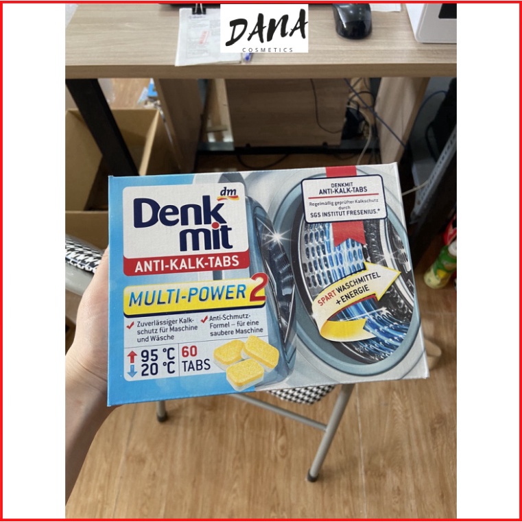 Hộp 60 viên tẩy lồng máy giặt Denkmit viên vệ sinh lồng giặt DANA