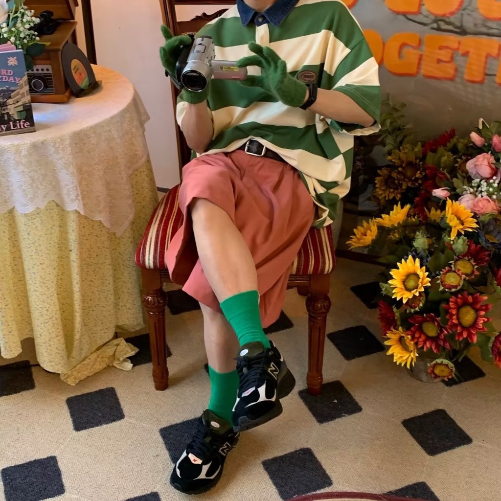 Áo Thun polo Tay Ngắn Dáng Rộng Thoáng Khí Thời Trang Mùa Hè Phong Cách Hàn Quốc Cho Nam