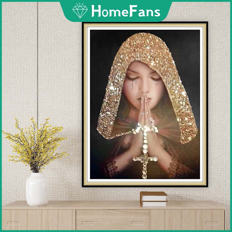 Bộ Tranh Đính Đá 5D Tự Làm Hình Mary 5D Cỡ Lớn 50x70cm Trang Trí Nhà Cửa