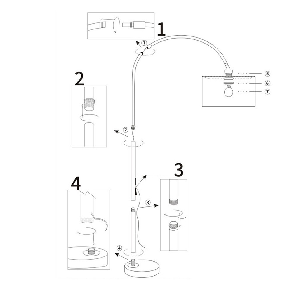 Đèn Cây Phòng Khách PHAM-NO1 , Đen Và Trắng Bắc Âu