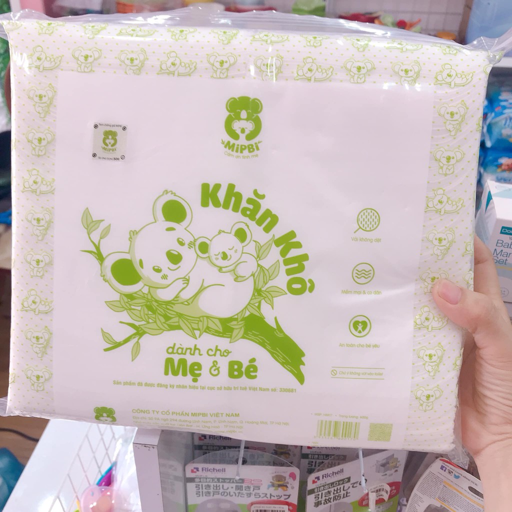 Khăn Khô Cho Mẹ Và Bé Mipbi Loại 600gr(mẫu mới)