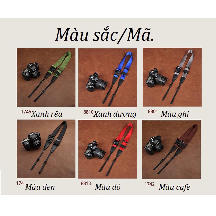 Dây đeo máy ảnh Cam-in(nhiều màu)