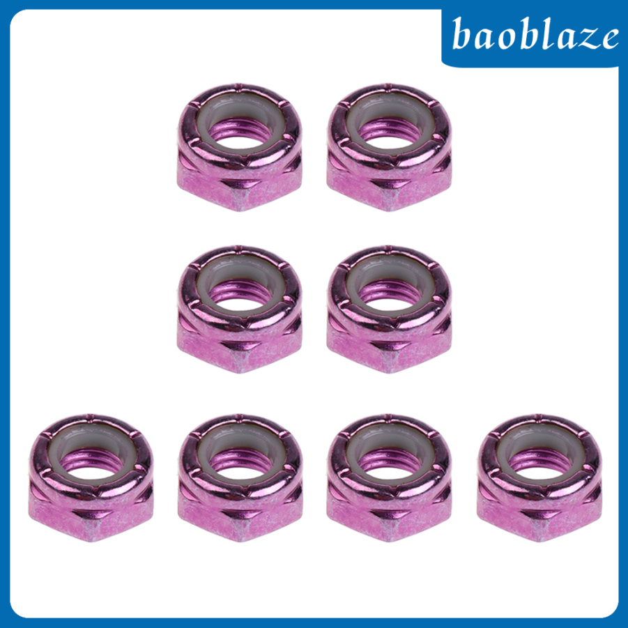 [BAOBLAZE]8pcs Skateboard Kingpin Nuts Truck Axle Screw Nuts Longboard Hardware Blue