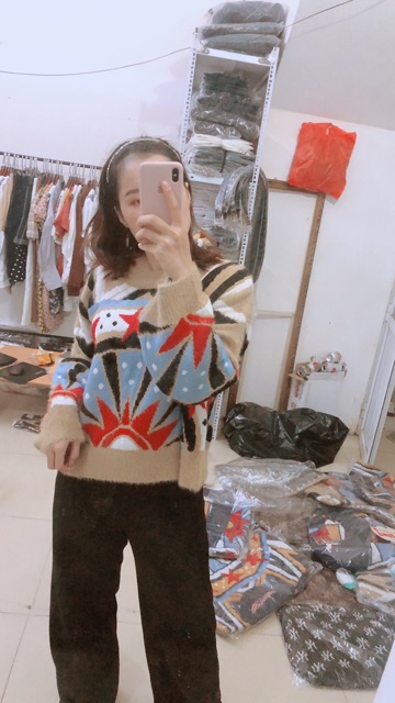 SALE -Áo len thổ cẩm lông thỏ hot 2020