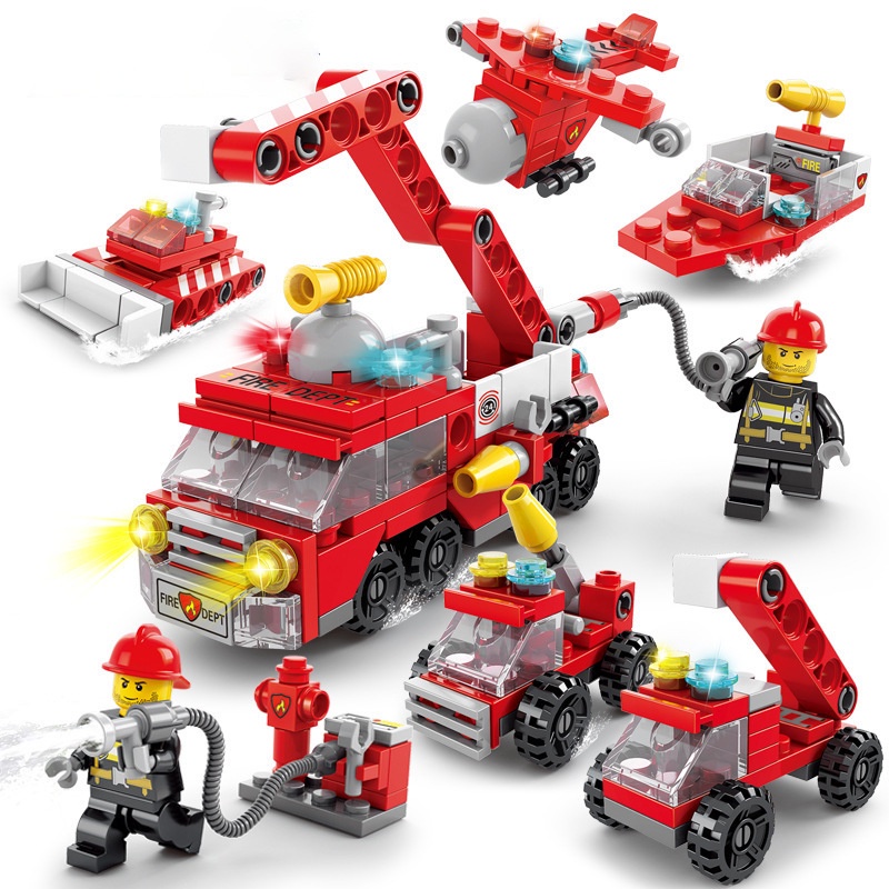 Bộ xếp hình Lego xe cứu hỏa, đồ chơi Lego cho bé 142 chi tiết