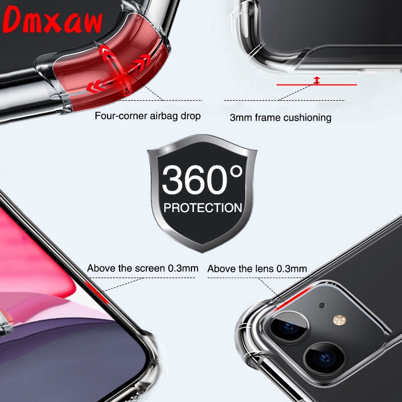 Ốp điện thoại trong suốt chống sốc dành cho Smart Phone 11 Pro Max XR XS X 8 7 6S 6 Plus