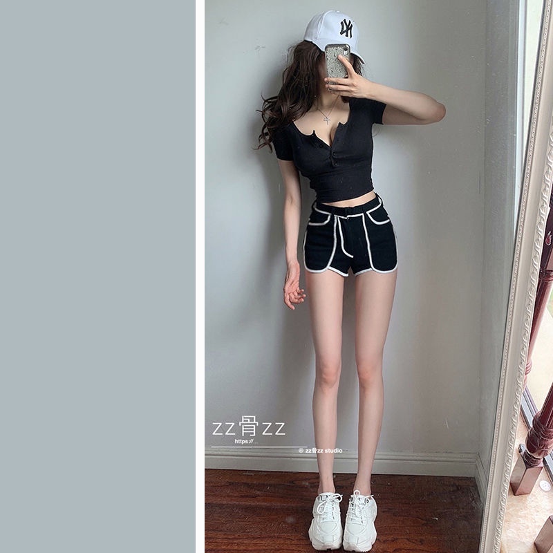 Áo Thun Tay Ngắn Cổ Chữ V Cài Nút Màu Trơn Phong Cách Âu Mỹ Thời Trang Cho Nữ 9SAA