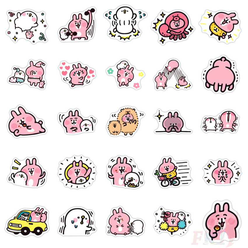 Set 50 miếng dán trang trí chống thấm nước hình nhân vật Piske &amp; Usagi - Kanahei dễ thương