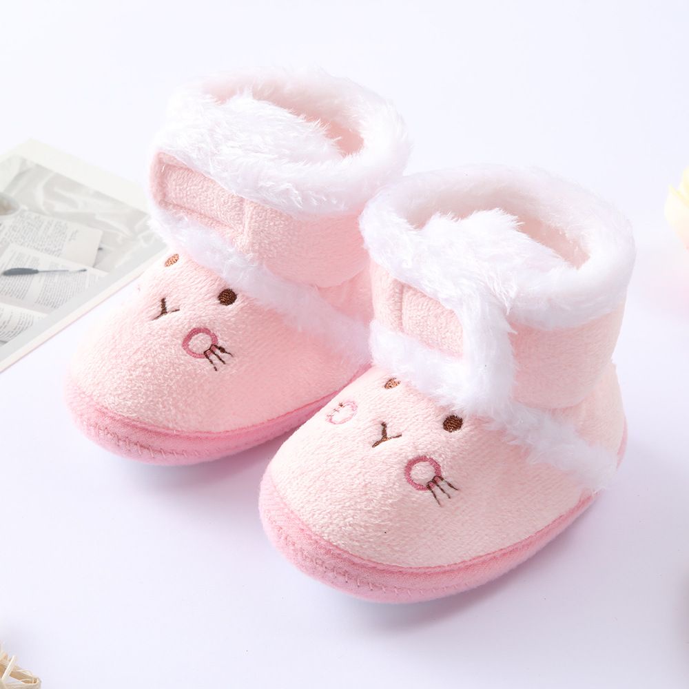 Giày bốt lót nhung mềm giữ ấm chống trượt in hình gấu hoạt hình xinh xắn cho bé sơ sinh