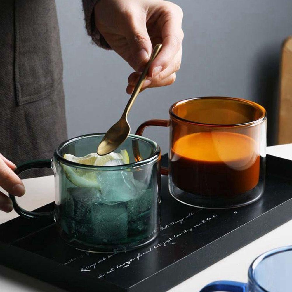 IVORY Cốc Thủy Tinh Cách Nhiệt Bền Bỉ Có Tay Cầm Độc Đáo Cho Cappuccino Latte