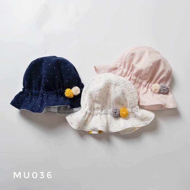 Tổng hợp các mẫu mũ rộng vành Moinmlon cao cấp cho bé (MU034, MU035, MU036,MU040)
