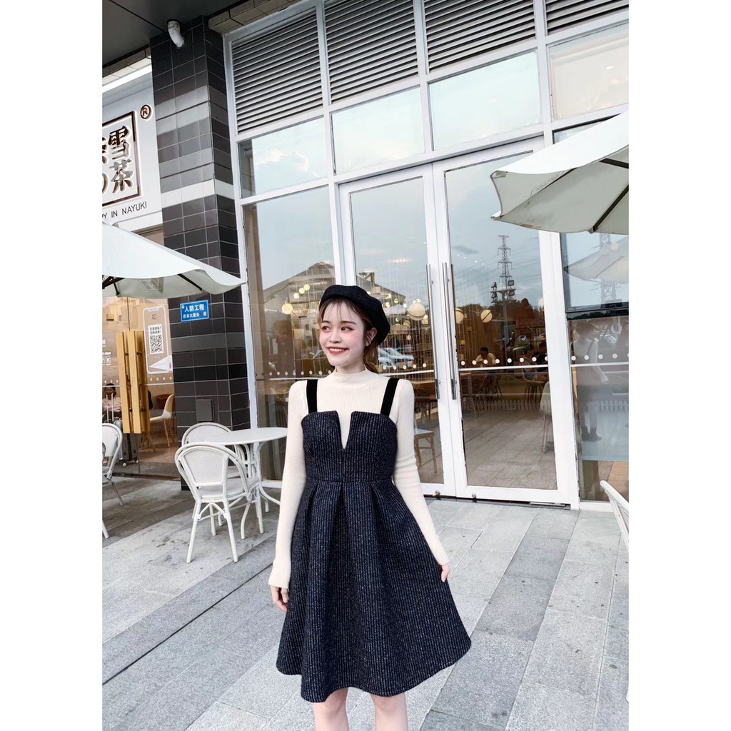 Set đầm len dạ Hàn Quốc siêu đẹp B13 <Ảnh thật của shop> - Heccinewfashion