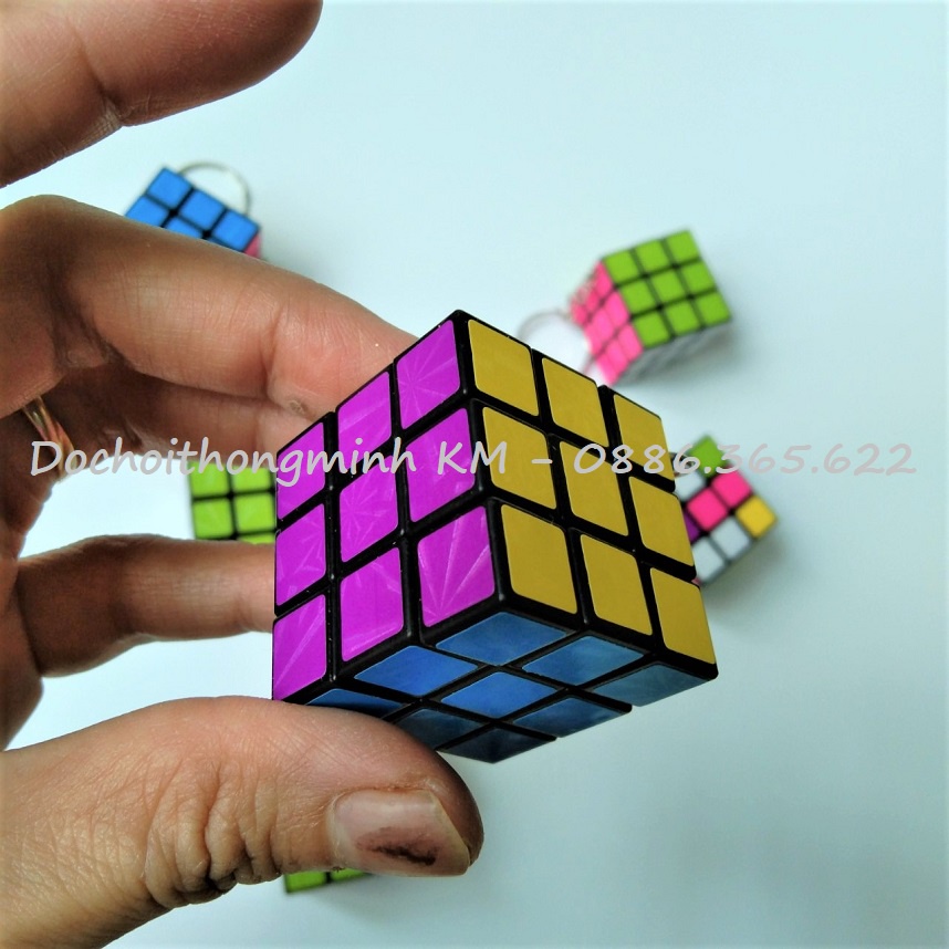 Móc khóa Rubik 3x3 xoay được ánh kim - khối lập phương Rubik