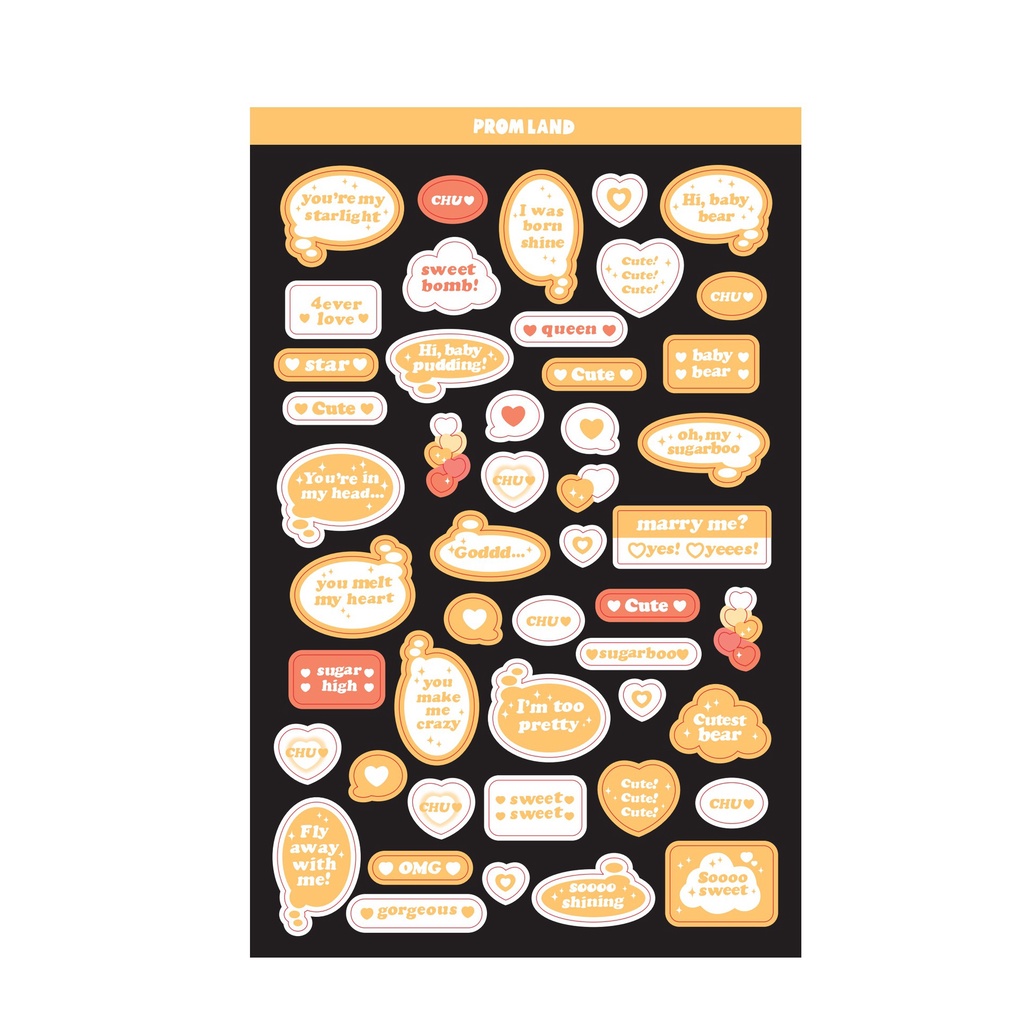 Peach 1Pcs Ins English chat dialogue stickers Journal Scrapbook Decor Sticker
