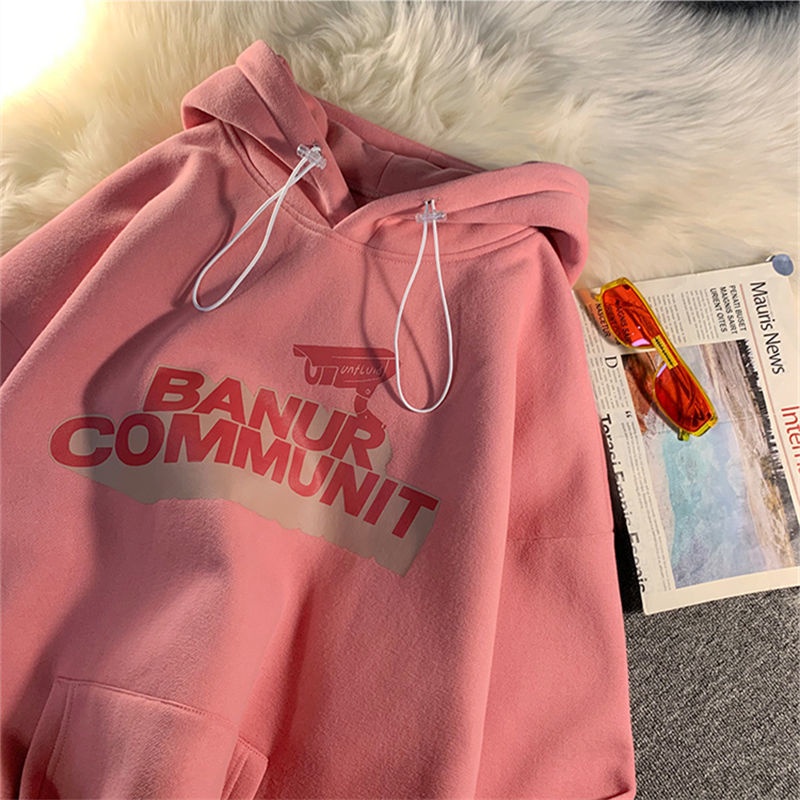 Áo khoác hoodie dáng rộng phong cách đường phố Hàn Quốc thời trang thu đông dành cho cặp đôi