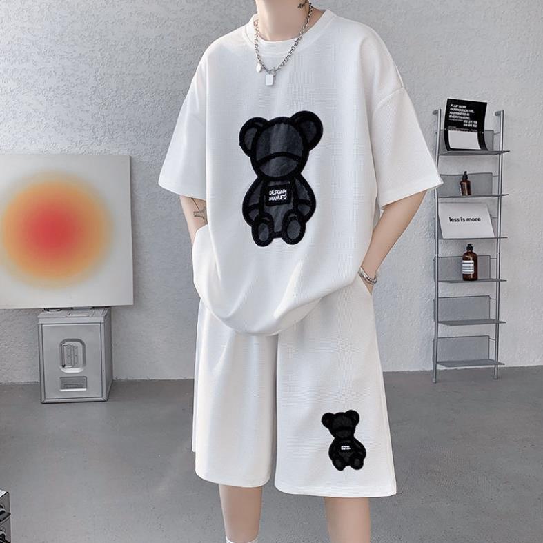Bộ Đồ Thể Thao 2 Món Áo Tay Ngắn + Quần Lửng Cỡ Lớn Thiết Kế Nhãn Dán Đơn Giản Thời Trang Mùa Hè Cho Nam Đẹp
