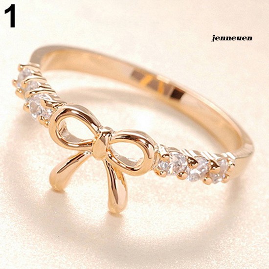 Nhẫn Hợp Kim Đính Đá Hình Nơ Xinh Xắn Cho Nữ