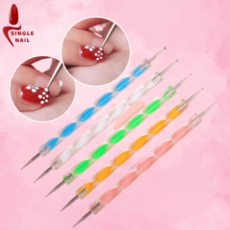 Bút chấm bi Vẻ nail 2 đầu chuyện dụng - Set 5 bút chấm bi đủ size vẻ móng art nail.