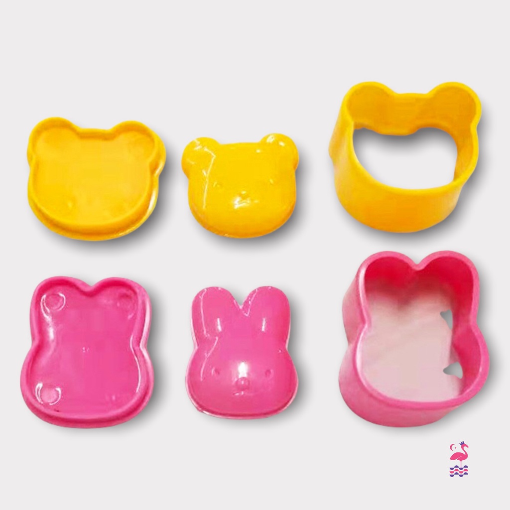 Bộ 3 Khuôn Cơm Bento Nhật Bản Ấm Baby Hình Gấu, Thỏ, Mèo Nặn Tạo Hình Cho Bé Tập Ăn Dặm Ấm Gift Decor
