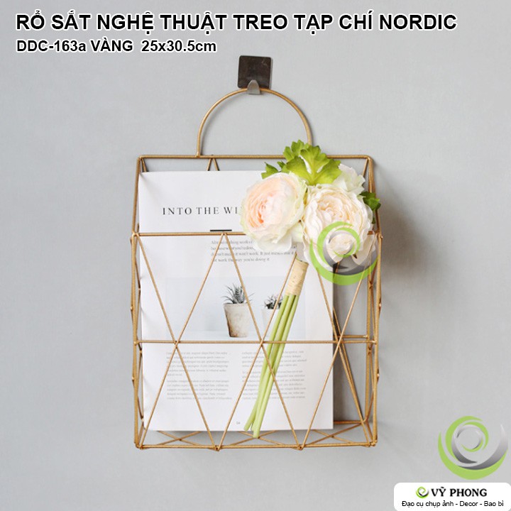 RỔ SẮT NGHỆ THUẬT TREO TẠP CHÍ PHONG CÁCH NORDIC DECOR TRANG TRÍ ĐẠO CỤ CHỤP ẢNH SẢN PHẨM INS DDC-163a,b