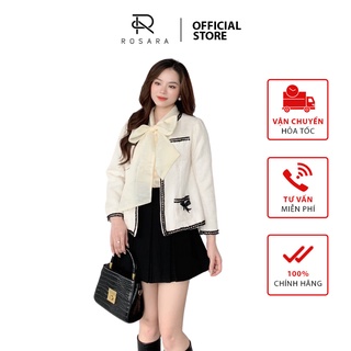 Áo khoác dạ tweed thời trang nữ dáng ngắn Rosara KH16