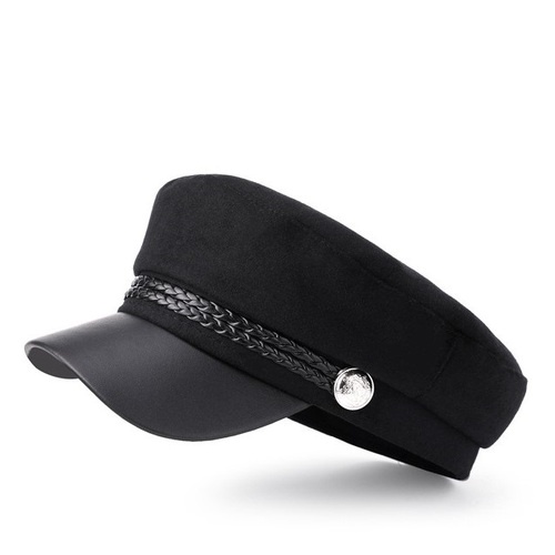Mũ nồi nữ có vành kiểu dáng hải quân, nón beret kaki cotton