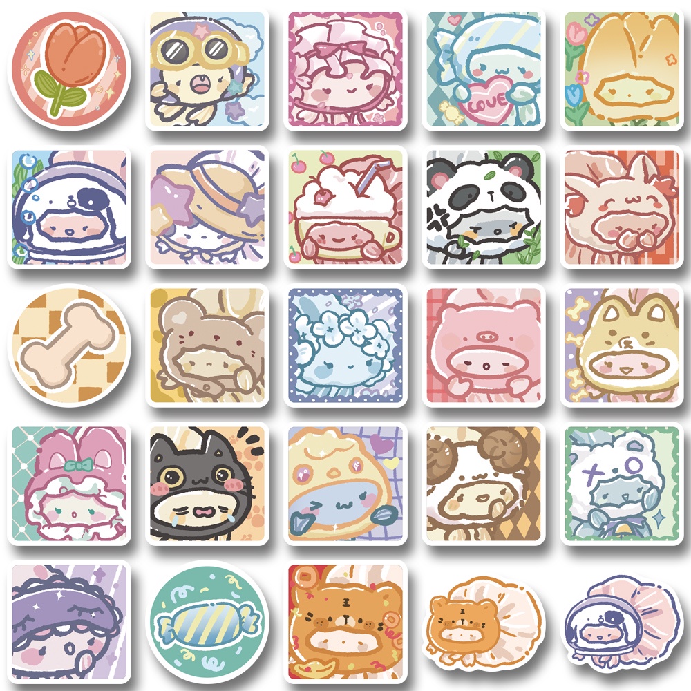 Bộ 50 Miếng Dán Trang Trí Laptop Chống Thấm Nước Hình Cá Vàng Hoạt Hình Dễ Thương