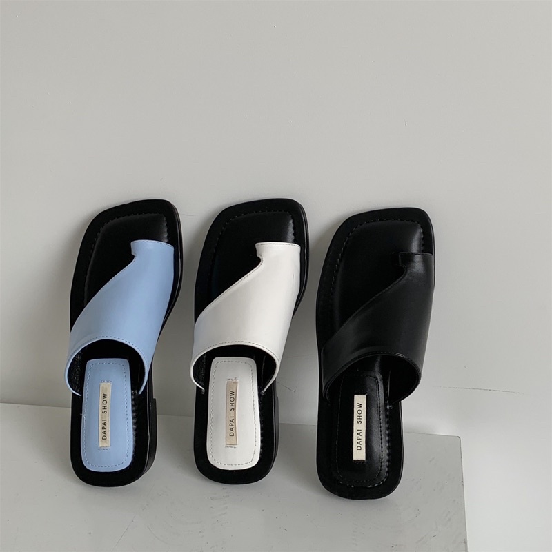 DAPAI SHOW Sandal dép đế lười xỏ ngón bằng da đi trong nhà hoặc đi chơi