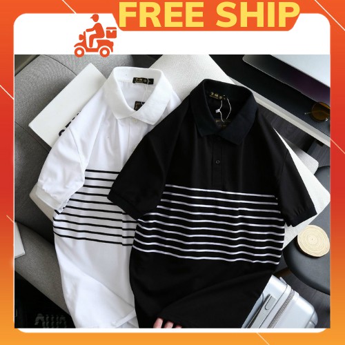 [FREESE SHIP] Áo Polo Cổ Bẻ Vải Cotton Sọc Ngang Trẻ Trung Năng Động
