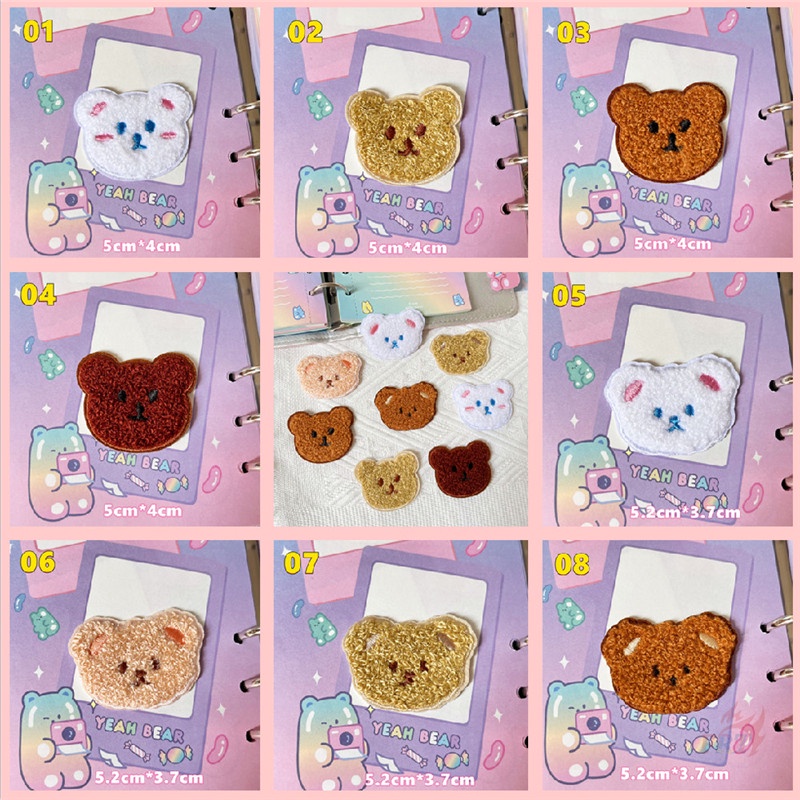 ☸ Sticker Ủi Thêu Hình Đầu Gấu Dễ Thương ☸ 1 Cái Tự May Thêu Trên Sắt Trên Huy Hiệu Miếng Vá