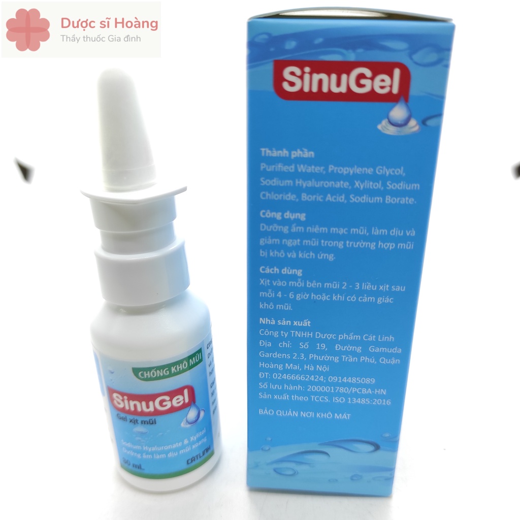 Gel Xịt Mũi SinuGel - 30ml - Chống khô mũi