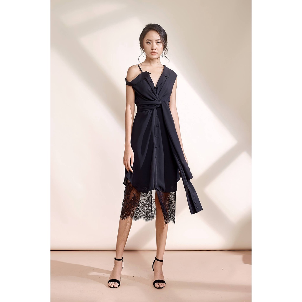 SO BY SO - Đầm lệch vai phối ren 937
