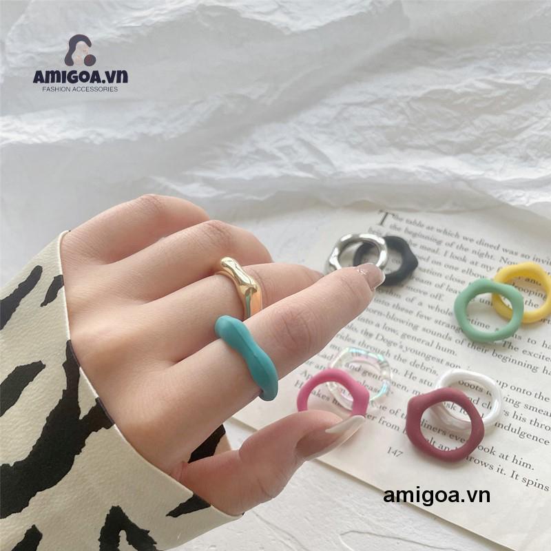 ✨✨Nhẫn Nhựa Acrylic 17mm Màu Hổ Phách Phong Cách Hàn Quốc Cho Nữ