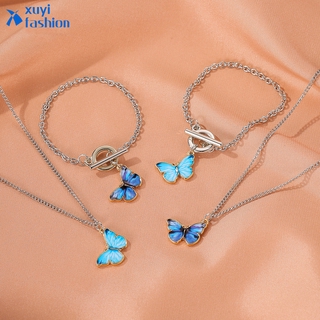 Dây Chuyền / Vòng Tay Mặt Bướm Màu Vàng Kim Phong Cách Hàn Quốc Cổ Điển Thời Trang Cho Nữ