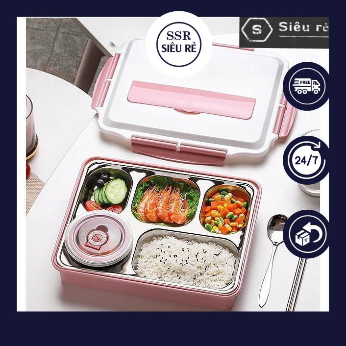 Khay Đựng Cơm Giữ Nhiệt Chống Tràn 5 Ngăn Inox 304 - Hộp Đựng Cơm Văn Phòng (PD80104)