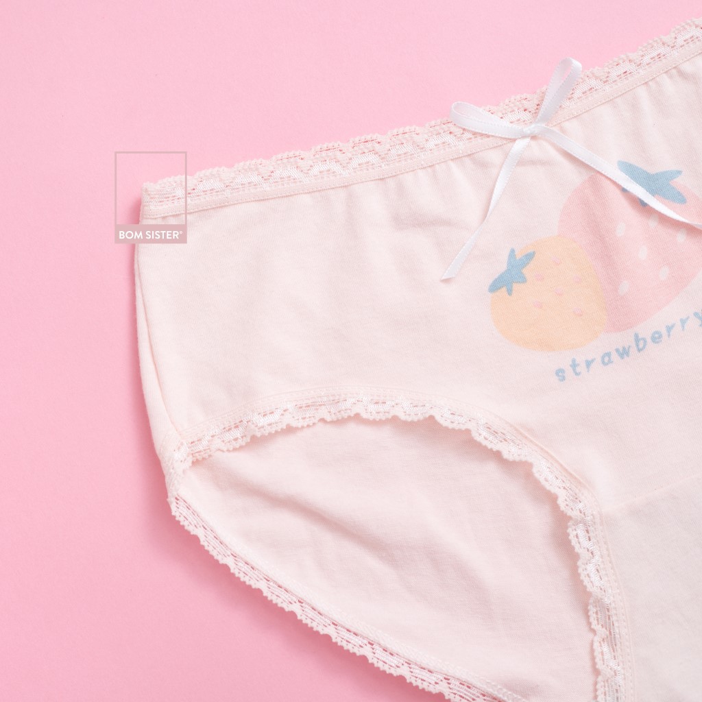 [Mã FAMALLT5 giảm 15% đơn 150k] Quần lót cotton pha viền ren đính nơ họa tiết dễ thương BOM SISTER Q3011-3 | BigBuy360 - bigbuy360.vn