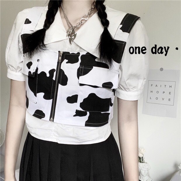 Áo GILE Croptop 3 Lỗ Bò Sữa Kéo Khóa Unisex Siêu Chất Fullsize Ulzzang HB30