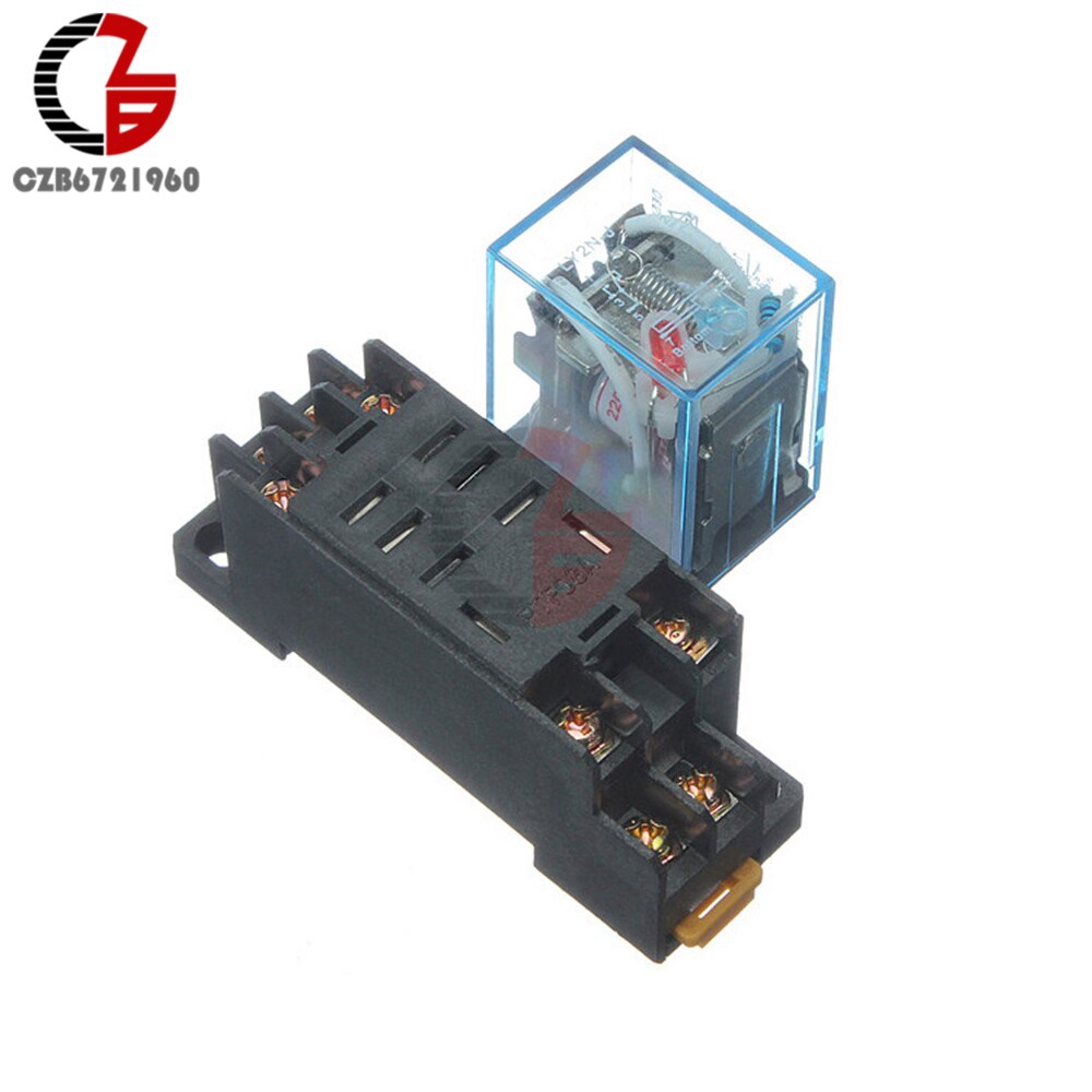 Power Relay LY2NJ Socket Base 220V AC Coil Miniature Relay DPDT 8 Pins 10A 240VAC LY2 HH62P LY2 JQX-13F with PTF08A