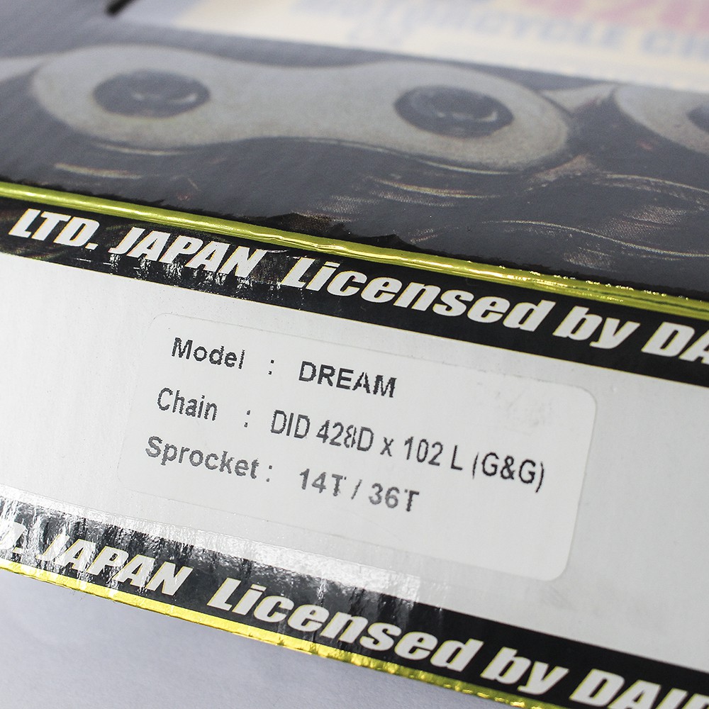 Nhông sên dĩa DID xe Dream sên đen Nhật 428D (sên 9 ly) - Chain Made in Japan