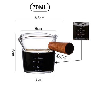 Cốc đong cà phê thủy tinh cán gỗ 3C ROASTERY