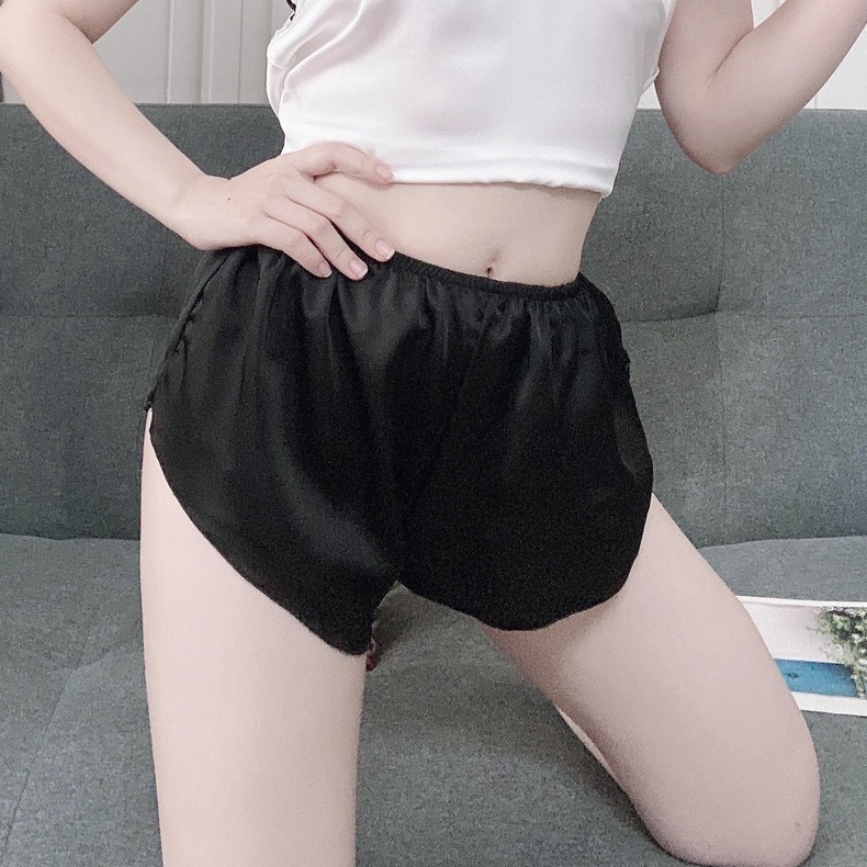 Đồ Ngủ Sexy Quần Đùi Nữ Lưng Thun Chất Liệu Lụa Satin Mềm Mịn Mát Freesize 40-60kg - CN032 CINY | BigBuy360 - bigbuy360.vn